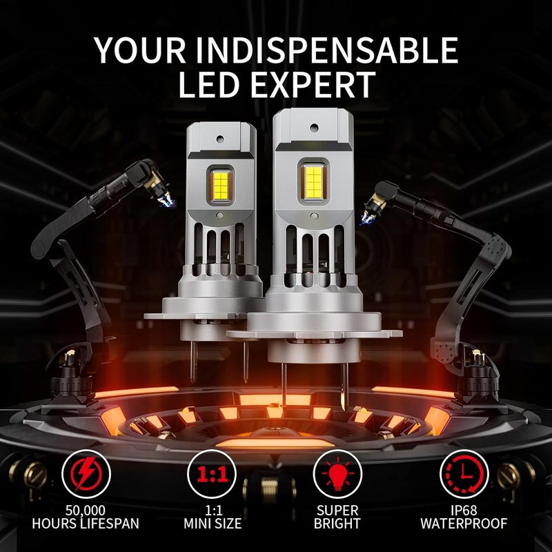 FANTELI 𝖧𝟩 Light Bulbs, 90,000LM Super Brightness 1:1 Size No Adapter Needed Plug & Play, 6500k White with 16 CSP Chips, Canbus Ready Non-Polarity Off-Road Lights with Turbo Fan, IP68 Pack of 2 - Image 5